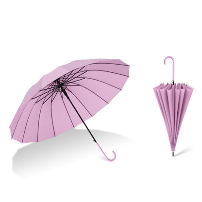 16 Bone Plain Straight Umbrella Small Fresh Long Handle Umbrella, High Indigo, Grapefruit Pink, Matcha Green, Orange, Apricot, Dark Blue, Mint Green, Charm Blue, Ginger, Red Wine, Violet, Classic Black, Vanilla Green, Wood Handle High Indigo           ...