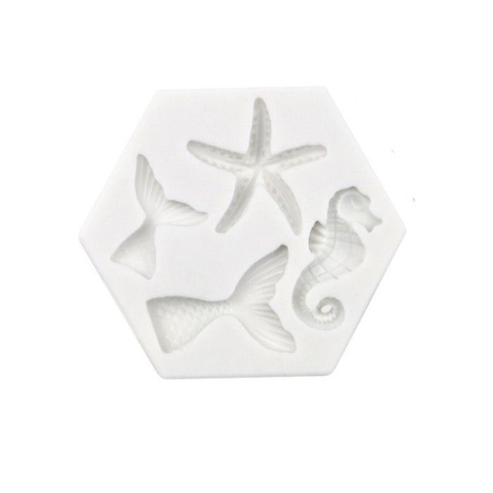 Ocean Series Big And Small Fishtail Starfish Seahorse DIY Baking Liquid Silicone Mold