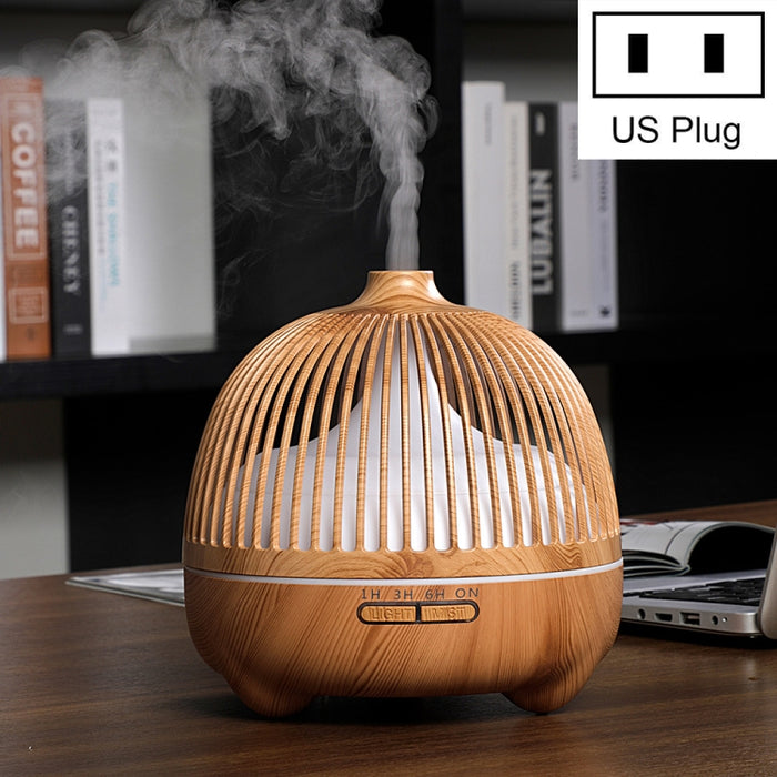 Bird Cage Wood Graphic Aromatherapy Machine Ultrasonic Smart Home Colorful Night Light Hollow Humidifier