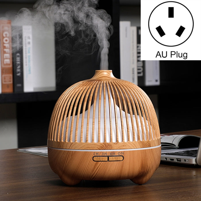 Bird Cage Wood Graphic Aromatherapy Machine Ultrasonic Smart Home Colorful Night Light Hollow Humidifier