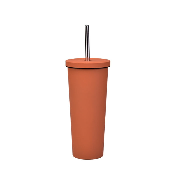 700ml Large Capacity Double Stainless Steel Straw Cup Vacuum Outdoor 304 Insulation Cup Car Water Cup