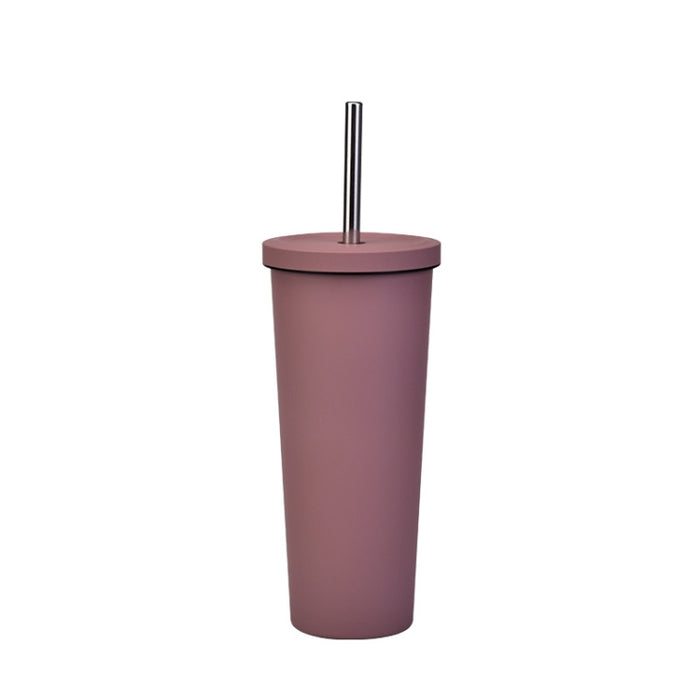 700ml Large Capacity Double Stainless Steel Straw Cup Vacuum Outdoor 304 Insulation Cup Car Water Cup