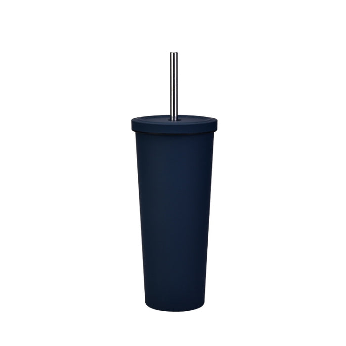 700ml Large Capacity Double Stainless Steel Straw Cup Vacuum Outdoor 304 Insulation Cup Car Water Cup