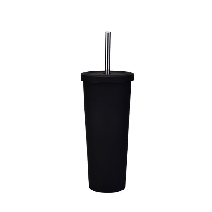 700ml Large Capacity Double Stainless Steel Straw Cup Vacuum Outdoor 304 Insulation Cup Car Water Cup