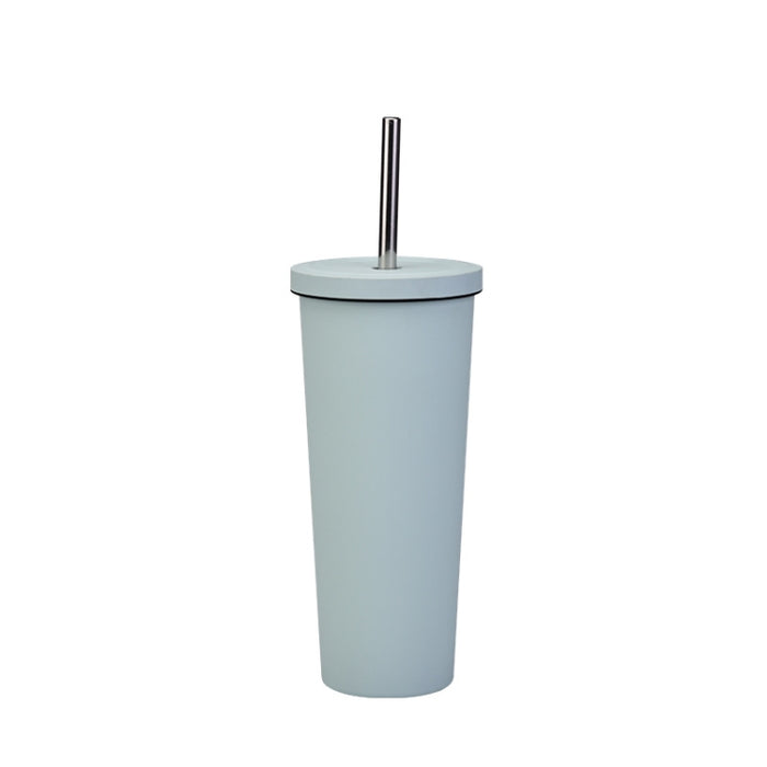 700ml Large Capacity Double Stainless Steel Straw Cup Vacuum Outdoor 304 Insulation Cup Car Water Cup