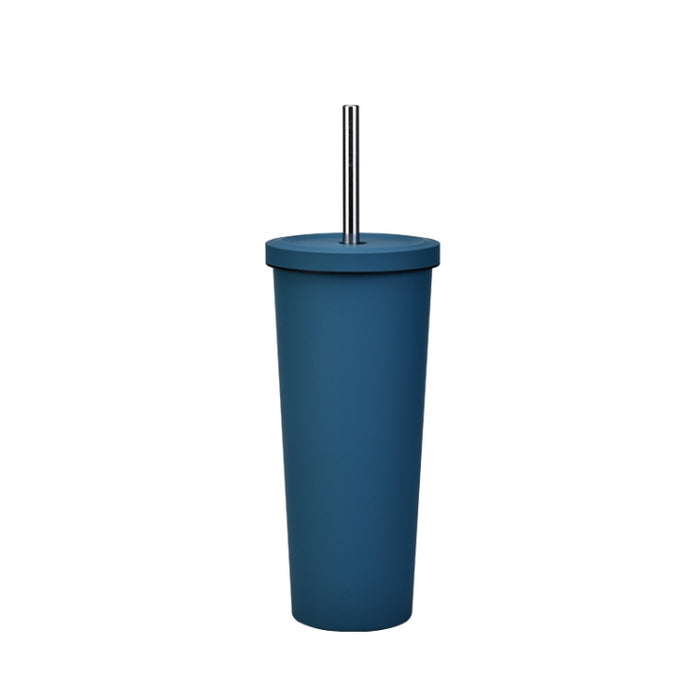 700ml Large Capacity Double Stainless Steel Straw Cup Vacuum Outdoor 304 Insulation Cup Car Water Cup