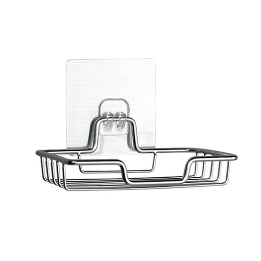 Stainless Steel Wall-Mounted Bathroom Soap Storage Rack, Style: Single Layer With Sticker, Single Layer With Sticker, Single Layer Curved With Sticker