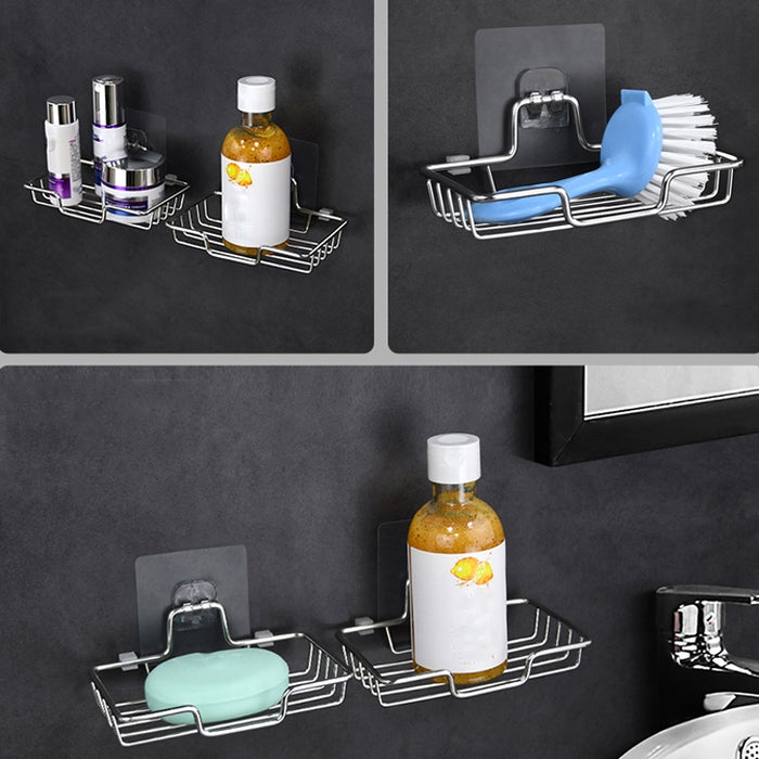 Stainless Steel Wall-Mounted Bathroom Soap Storage Rack, Style: Single Layer With Sticker