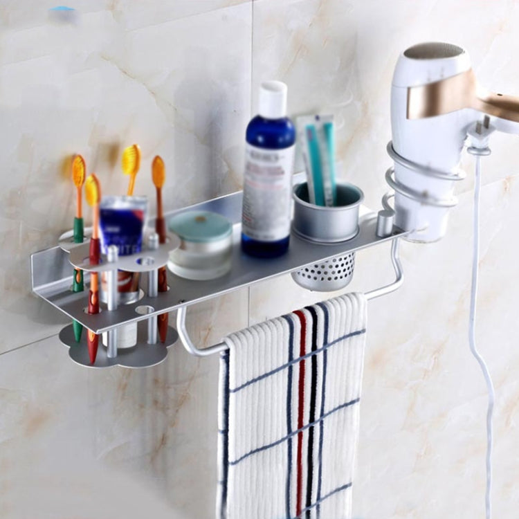 Space Aluminum Golden Hair Dryer Rack, With Barrel (Silver), With Barrel (Gold), With Double Barrel, With Toothbrush Holder