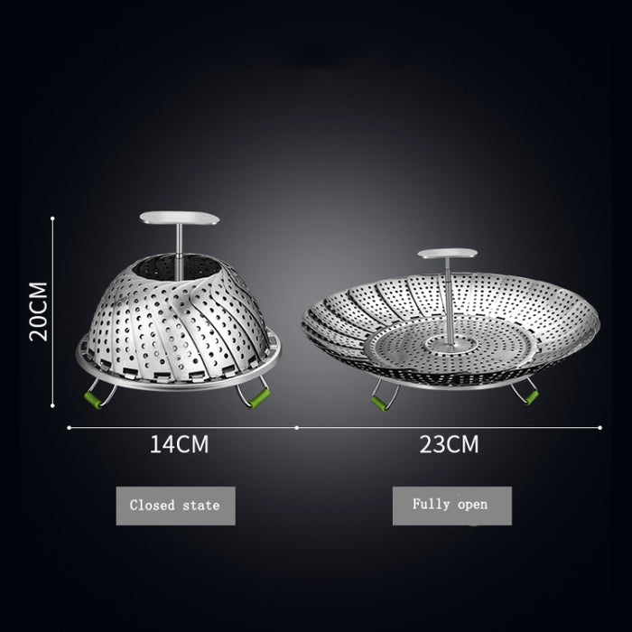 Thickened And Retractable Stainless Steel Round Steamer