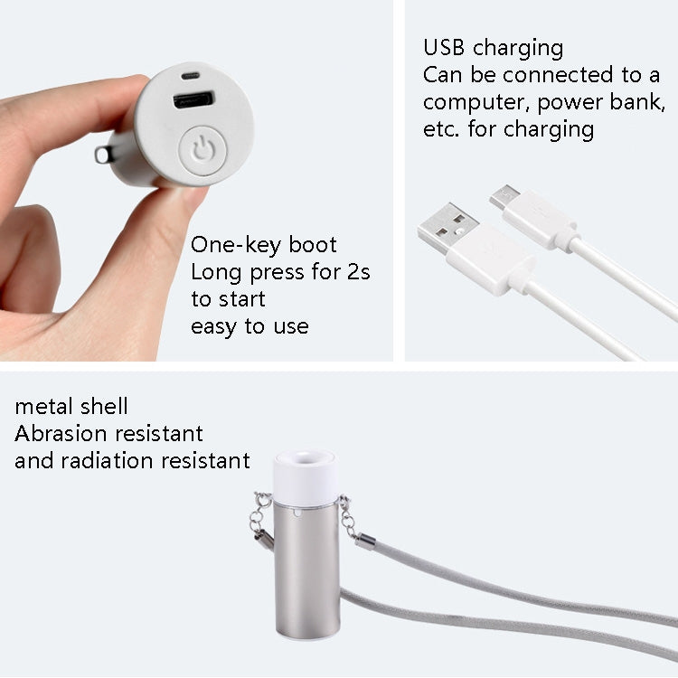 EP205 Portable Air Purifier Home Negative Ion Necklace Mini Hanging Collar Purifier, Silver, Black