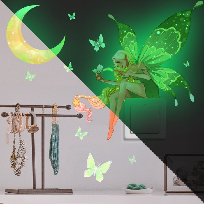 ZSZ1198B Night Light Moon Butterfly Wall Stickers Children Room Bedroom Simple Decorative Wall Stickers