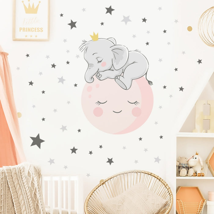 ZSZ1778 Luminous Smiling Baby Elephant Wall Stickers Background Wall Bedroom Stickers, Specification: 28x28cm