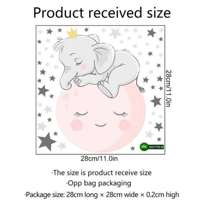 ZSZ1778 Luminous Smiling Baby Elephant Wall Stickers Background Wall Bedroom Stickers, Specification: 28x28cm