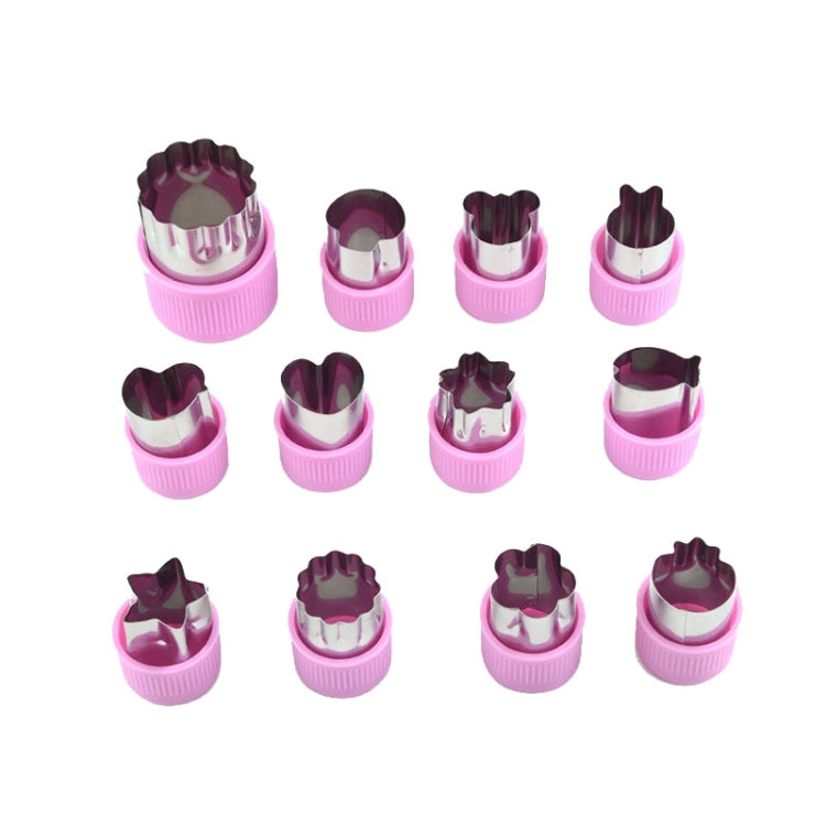 0-98 12 in 1 Kitchen Stainless Steel Flower Cutter, Green, Purple