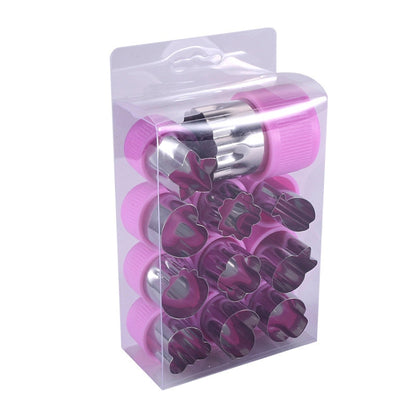0-98 12 in 1 Kitchen Stainless Steel Flower Cutter, Green, Purple
