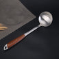 304 Stainless Steel Wooden Handle Kitchenware Home Kitchen Equipment, Style:, Fried Spatula, Soup Spoon, Slotted Shovel, Slotted Spoon