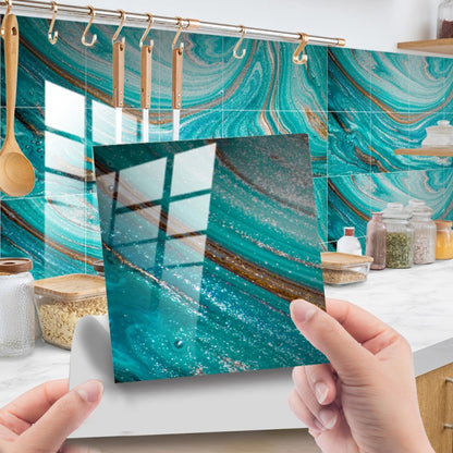 PVC Crystal Covered Film Geometric Pattern Tile Wall Sticker, 20 PCS 10cm