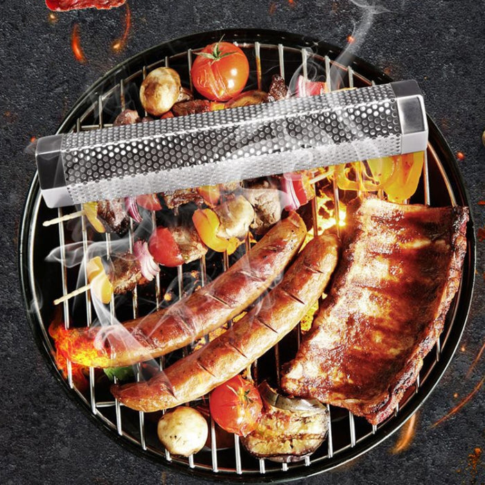 12 Inch Stainless Steel 304 Smoked Tube BBQ Box Outdoor Cold Smoke Box,Style: