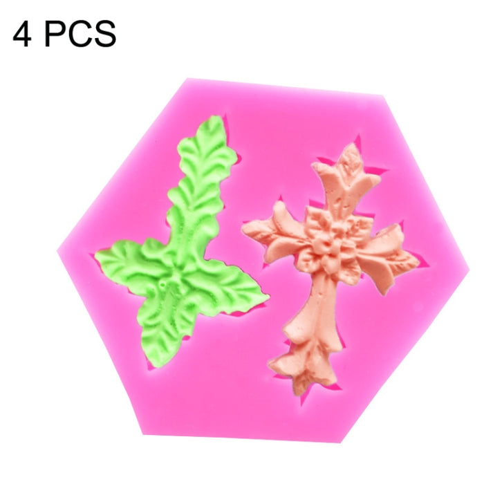 4 PCS Cross Shape Silicone Fondant Cake Mold Baking Tool