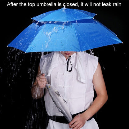 Double-layer Fishing Umbrella Hat Outdoor Sunscreen And Rainproof Folding Umbrella Hat, 95 Blue (Elastic Band), 95 Silver (Elastic Band), 95 Blue (Rubber Sleeve), 95 Silver (Rubber Sleeve), 80 Blue, 80 Camellia, 95 Blue Vinyl (Rubber Sleeve)           ...