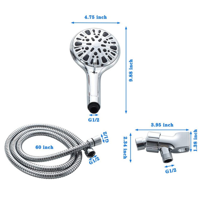 9 Functions Handheld Shower Pressurized Shower With Water Off and Pause, Style: