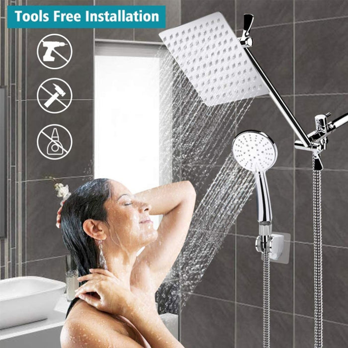 Pressurized Water-Saving Top Spray Handheld Dual Shower Set