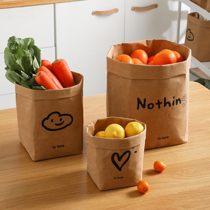 Desktop Separate Storage Washable Kraft Paper Bag, Size:, 10x10x15cm, 12x12x23cm, 15x15x28cm, 20x20x35cm, Bear 10x10x15cm, Gray 10x10x15cm, Gray 12x12x23cm, Gray 15x15x28cm, Gray 20x20x35cm