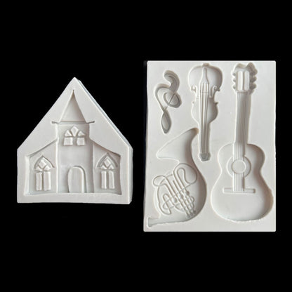 Castle Musical Silicone Mold Chocolate Fondant Cake Decor, Style:, Specification: Triangle, Triangle, Rectangle