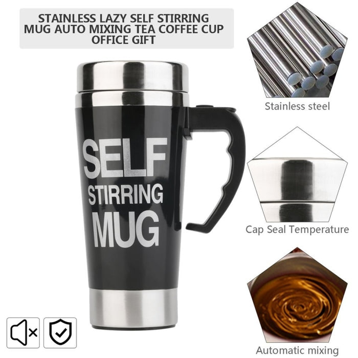 FX-589 400ml 304 Stainless Steel Automatic Stirring Coffee Cup