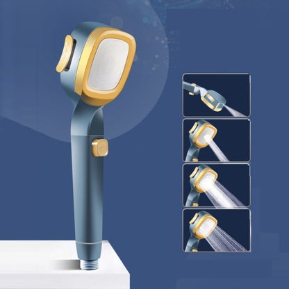 Pressurized Shower Head Four-speed Handheld Shower Set,Style:, Pink Blue, Navy Blue, Electroplating  Silver, Electroplating White, Electroplated Silver Filter Type, Electroplating White Filter, Black Filter Type, Silver Black Filter Type, Pink Blue Fil...
