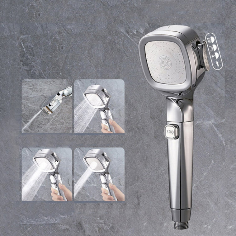 Pressurized Shower Head Four-speed Handheld Shower Set,Style:, Pink Blue, Navy Blue, Electroplating  Silver, Electroplating White, Electroplated Silver Filter Type, Electroplating White Filter, Black Filter Type, Silver Black Filter Type, Pink Blue Fil...