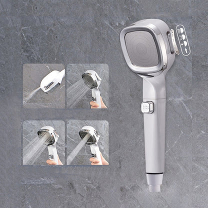Pressurized Shower Head Four-speed Handheld Shower Set,Style:, Pink Blue, Navy Blue, Electroplating  Silver, Electroplating White, Electroplated Silver Filter Type, Electroplating White Filter, Black Filter Type, Silver Black Filter Type, Pink Blue Fil...