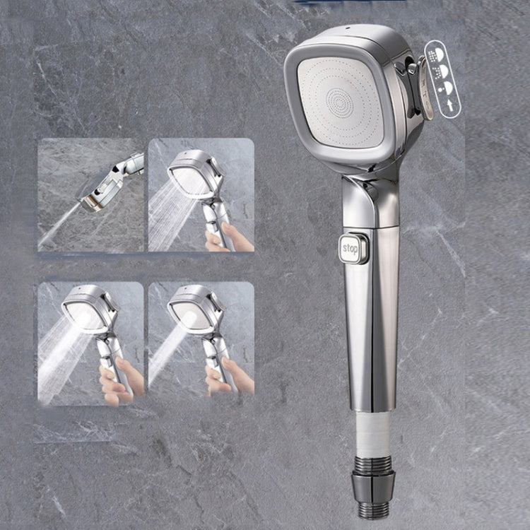 Pressurized Shower Head Four-speed Handheld Shower Set,Style:, Pink Blue, Navy Blue, Electroplating  Silver, Electroplating White, Electroplated Silver Filter Type, Electroplating White Filter, Black Filter Type, Silver Black Filter Type, Pink Blue Fil...