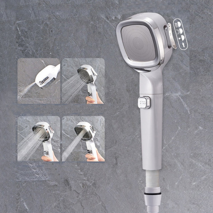 Pressurized Shower Head Four-speed Handheld Shower Set,Style:, Pink Blue, Navy Blue, Electroplating  Silver, Electroplating White, Electroplated Silver Filter Type, Electroplating White Filter, Black Filter Type, Silver Black Filter Type, Pink Blue Fil...