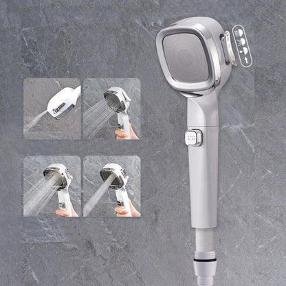 Pressurized Shower Head Four-speed Handheld Shower Set,Style:, Pink Blue, Navy Blue, Electroplating  Silver, Electroplating White, Electroplated Silver Filter Type, Electroplating White Filter, Black Filter Type, Silver Black Filter Type, Pink Blue Fil...