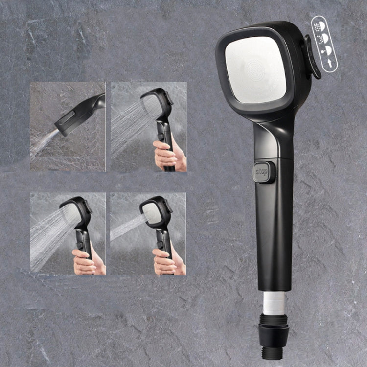 Pressurized Shower Head Four-speed Handheld Shower Set,Style:, Pink Blue, Navy Blue, Electroplating  Silver, Electroplating White, Electroplated Silver Filter Type, Electroplating White Filter, Black Filter Type, Silver Black Filter Type, Pink Blue Fil...