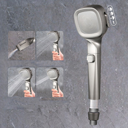 Pressurized Shower Head Four-speed Handheld Shower Set,Style:, Pink Blue, Navy Blue, Electroplating  Silver, Electroplating White, Electroplated Silver Filter Type, Electroplating White Filter, Black Filter Type, Silver Black Filter Type, Pink Blue Fil...