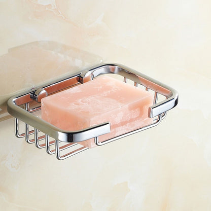 Stainless Steel Wall-Mounted Bathroom Soap Storage Rack, Square