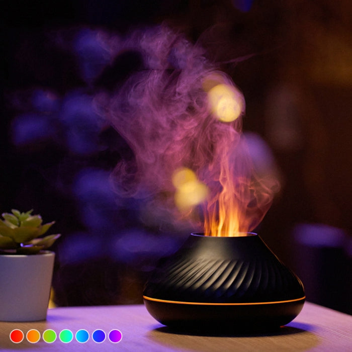 DQ705 Volcanic Flame Aroma Diffuser Essential Oil Lamp Air Humidifier with Color Night Light