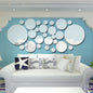 JM004 26PCS Bedroom Geometric Round Stereo Acrylic Mirror Wall Sticker, Silver, Gold