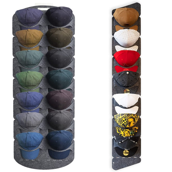 Felt Baseball Cap Display Stand Non-woven Hanging Storage Bag,Style: 7 Grids Single Row 3mm