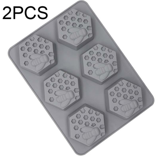 2 PCS 6 Grid Honeycomb Bee Silicone Handmade Soap Mould Chocolate Mooncake Mould