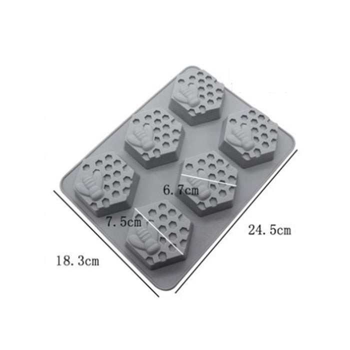 2 PCS 6 Grid Honeycomb Bee Silicone Handmade Soap Mould Chocolate Mooncake Mould