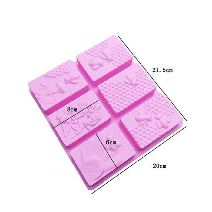 6 Grid  Square Honeycomb Ice Cube Cake Mould Square Handmade Soap Mould