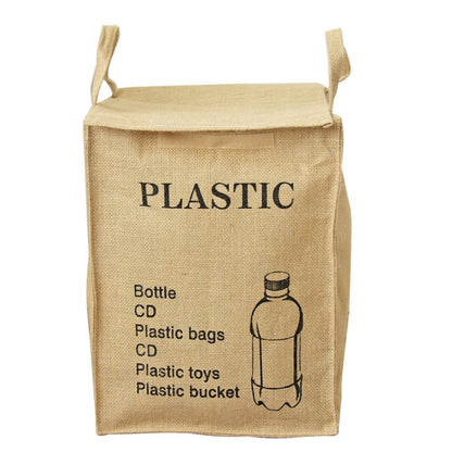 Jute Storage Box Fabric Dirty Clothes Basket Miscellaneous Sorting Storage Bag, Men Shirt, Milk Carton, Cans, Coke Bottle, Women T-shirt