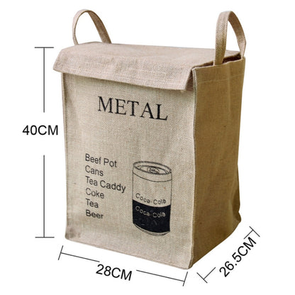 Jute Storage Box Fabric Dirty Clothes Basket Miscellaneous Sorting Storage Bag, Men Shirt, Milk Carton, Cans, Coke Bottle, Women T-shirt
