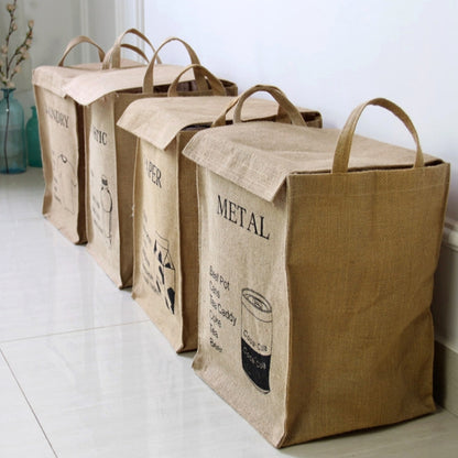 Jute Storage Box Fabric Dirty Clothes Basket Miscellaneous Sorting Storage Bag, Men Shirt, Milk Carton, Cans, Coke Bottle, Women T-shirt