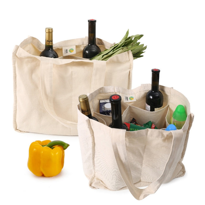 NIEN Compartmentalized Shopping Bag Fruit and Vegetable Handle Canvas Bag, Style: