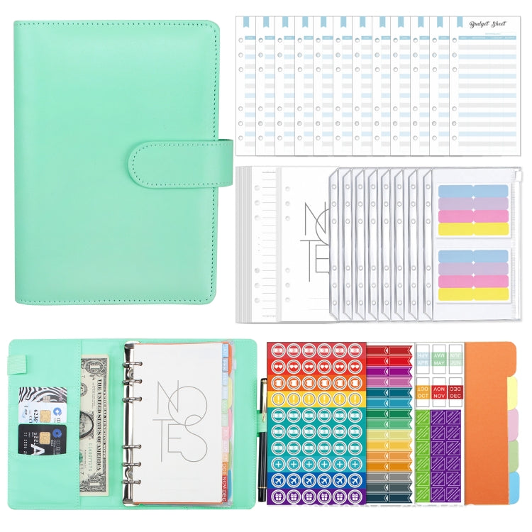 A6 Macaron PU Leather Loose-leaf Notebook Cash Budget Handbook, XJYS-010  Blue, XJYS-010  Pink, XJYS-010  Purple, XJYS-010 Yellow, XJYS-010 Black, XJYS-010 Green